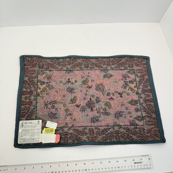 Floral Tapestry Placemats Black Park B Smith Lot of 6 Cotton Blend India - Picture 5 of 7